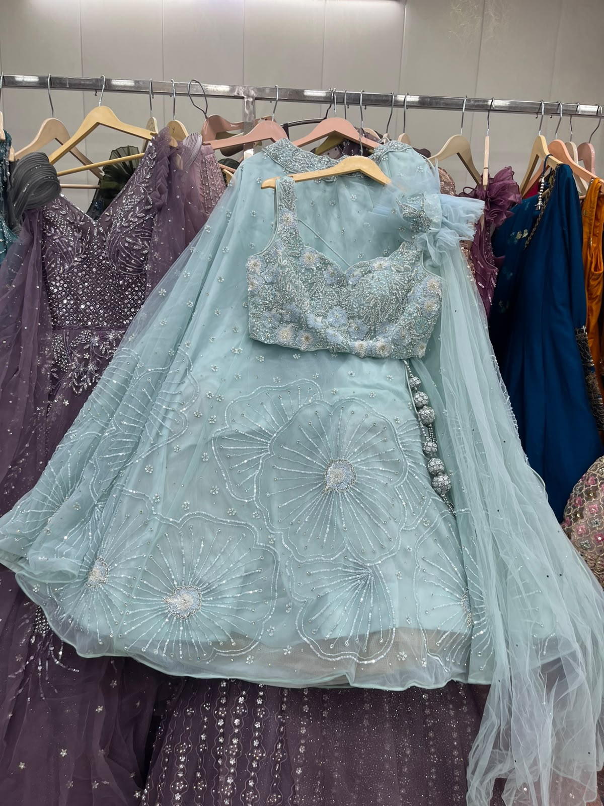 Blue On Blue Crop Top Lehenga
