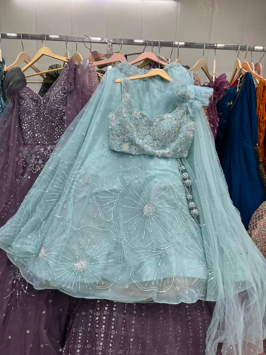 Blue On Blue Crop Top Lehenga