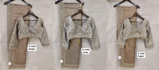 Purple Silver Grey Saree