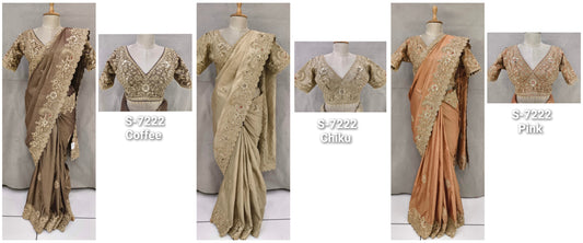 Coffee Brown Golden pink Designer Saree