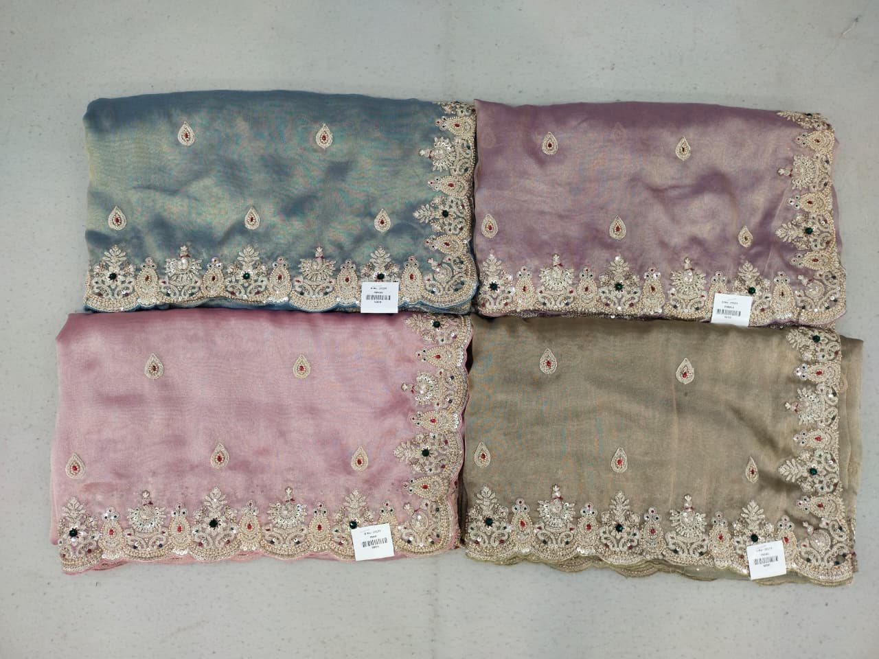Pink Blue Golden Lavender Saree