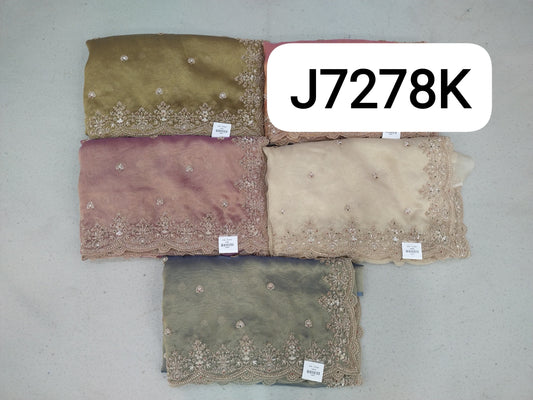 White Sky Blue Pink Golden Peach Green Saree