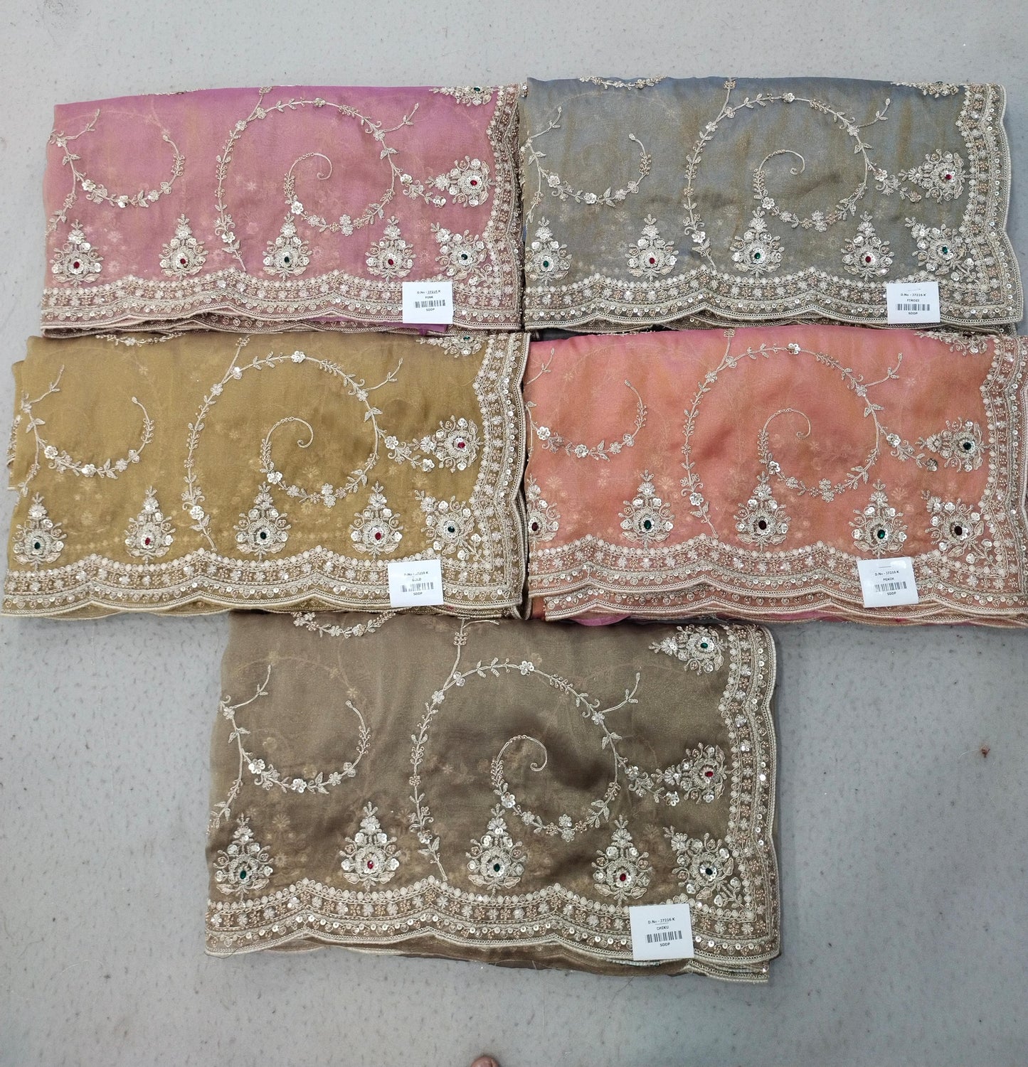 Pink Blue Golden Peach Brown Saree