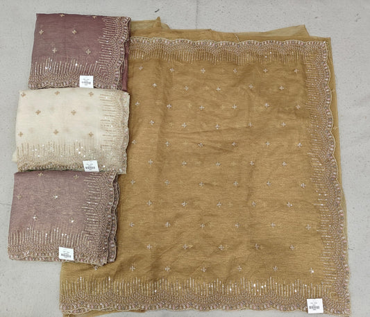 Golden White Purple Brown Saree