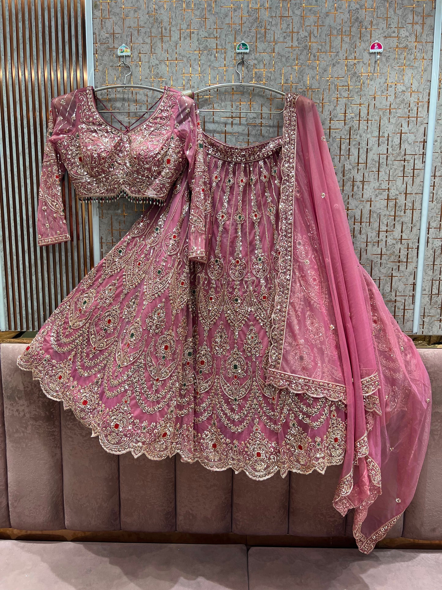 Pink Crop Top Lehenga
