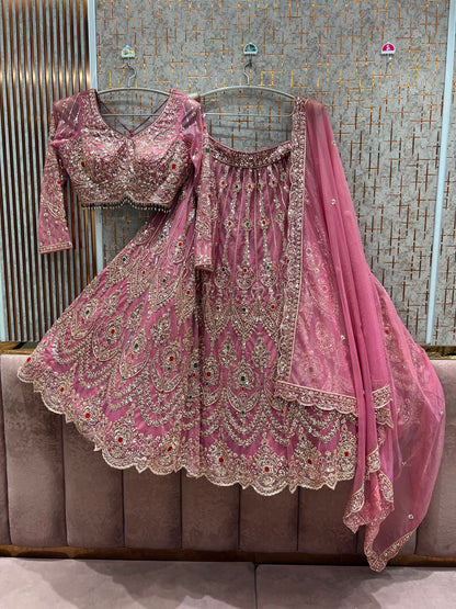 Pink Crop Top Lehenga