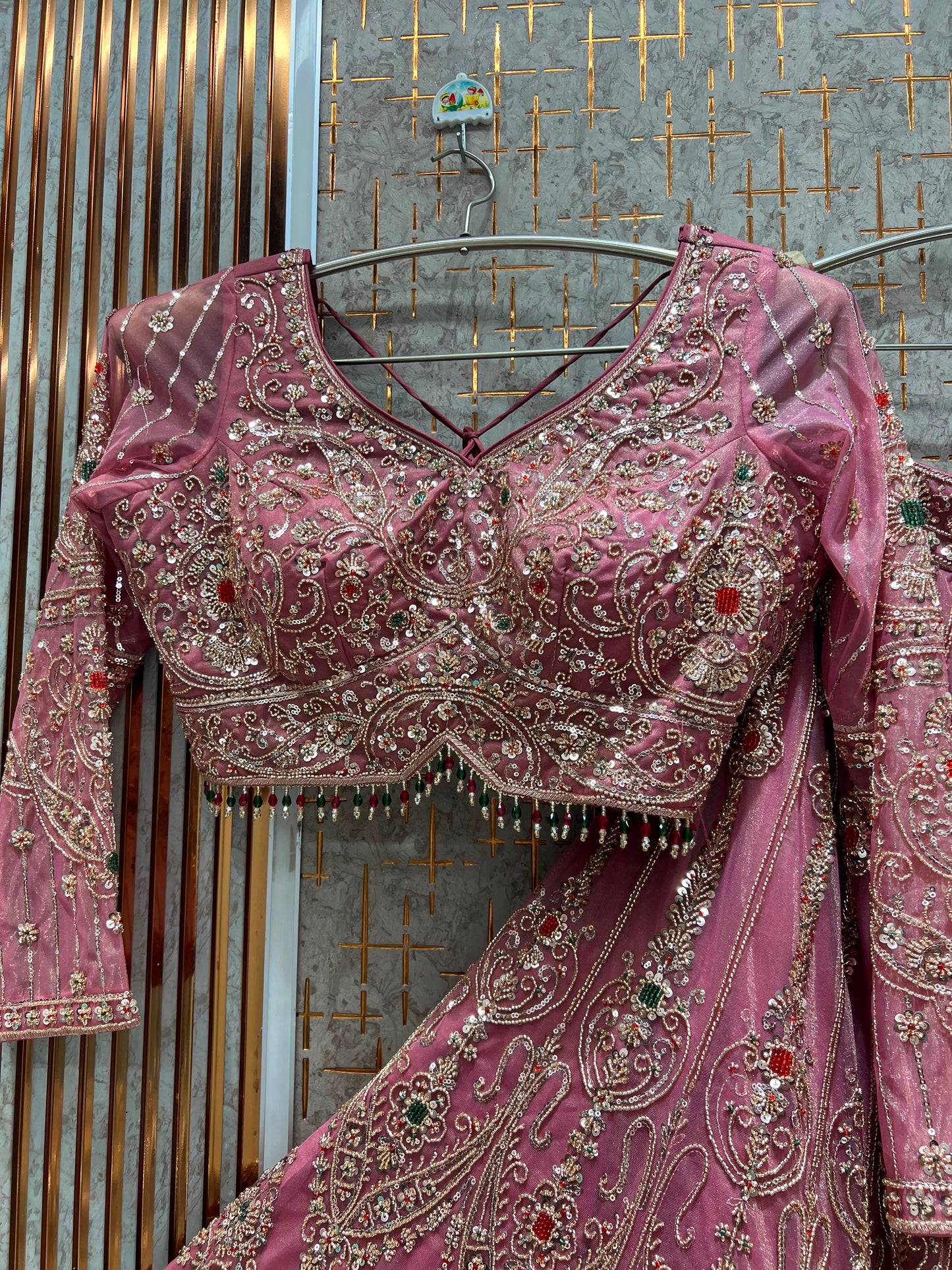 Pink Crop Top Lehenga