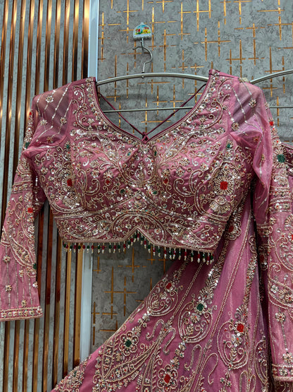 Pink Crop Top Lehenga