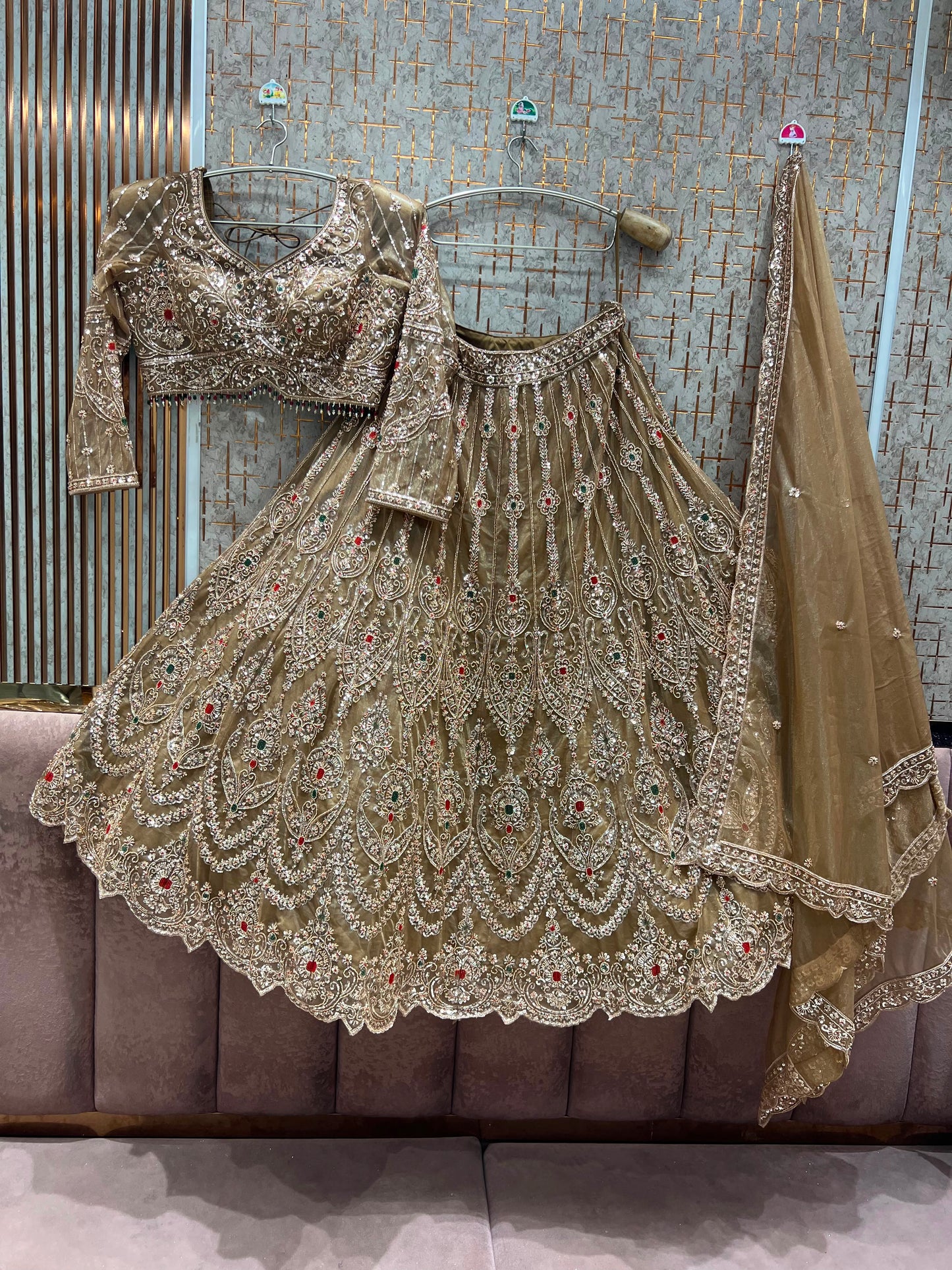 Pink Crop Top Lehenga