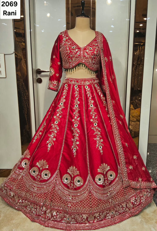 Pink rani Crop Top Lehenga