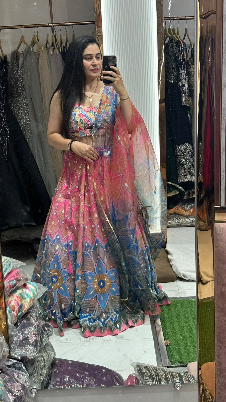 Pink Pdp crop top Lehenga