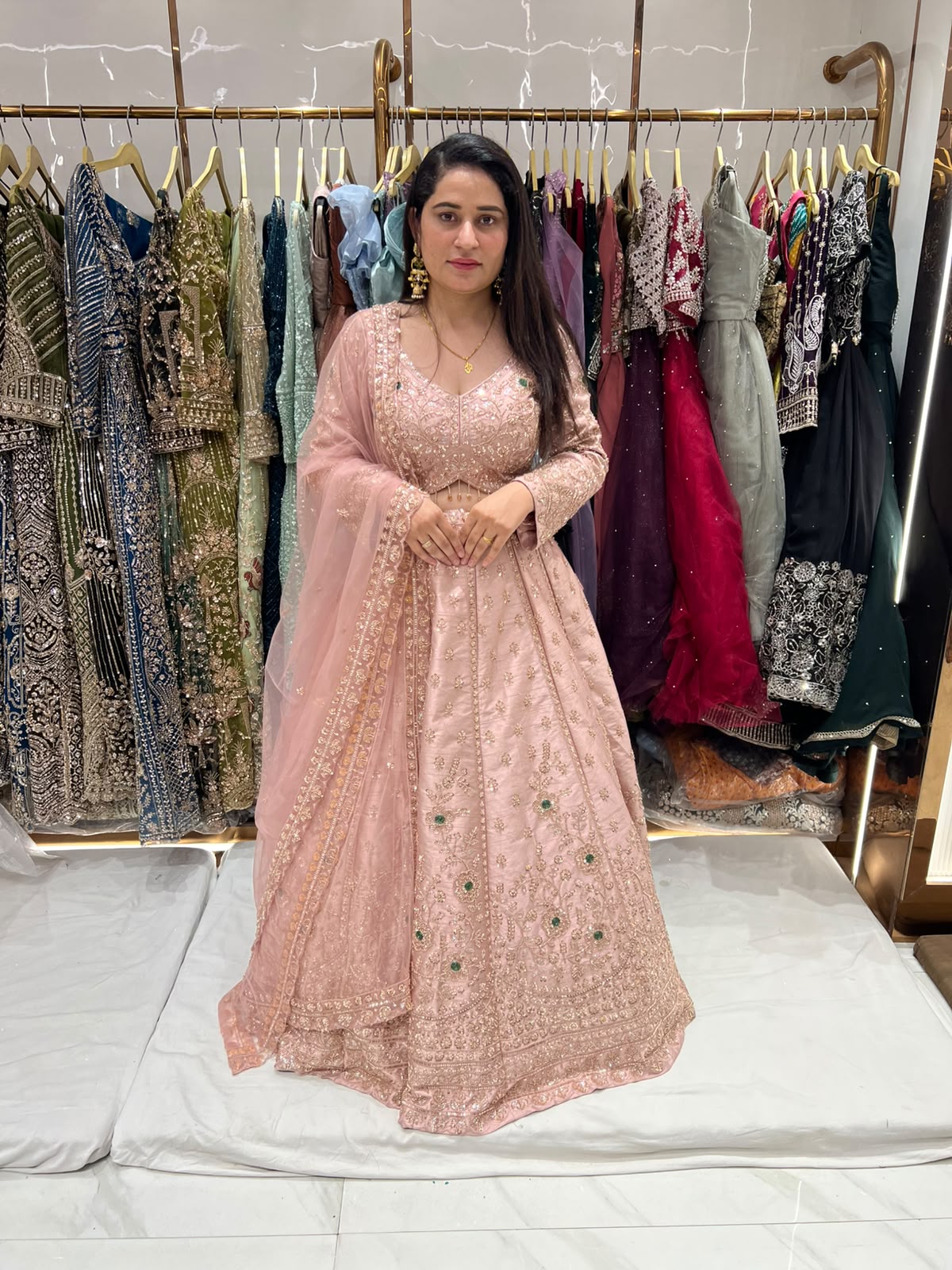 Pink Designer Pdp Crop Top Lehenga