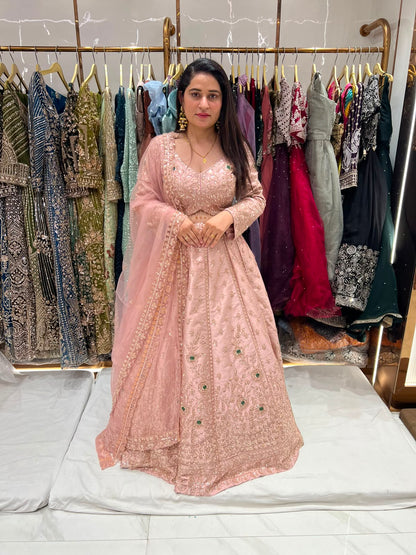 Pink Designer Pdp Crop Top Lehenga