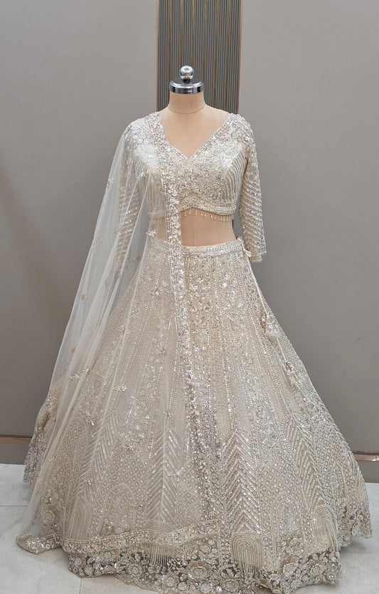 Black monotone Crop Top Lehenga