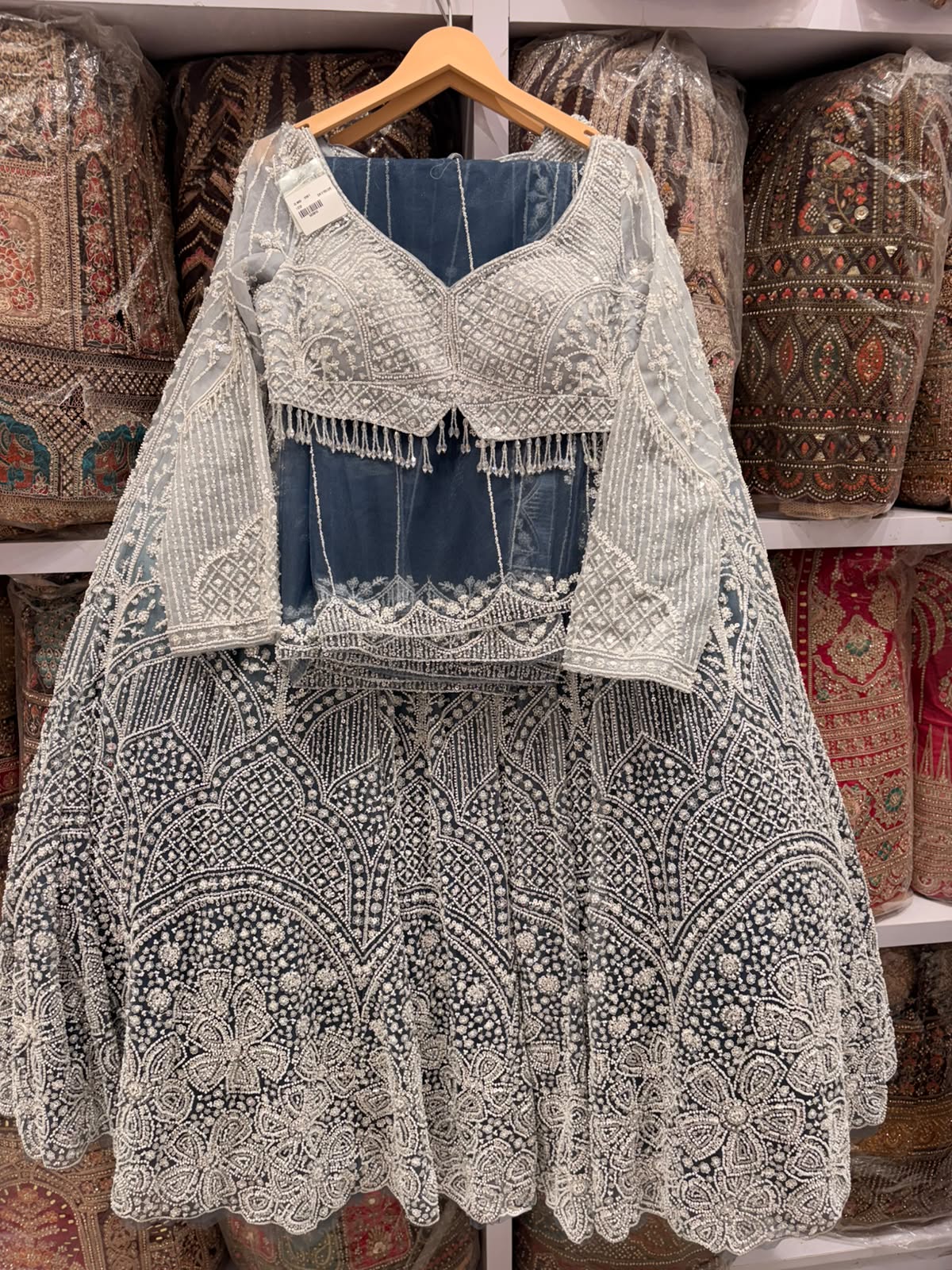 White Crop Top Lehenga