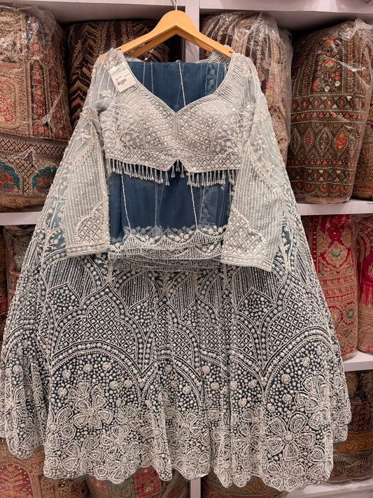 White Crop Top Lehenga