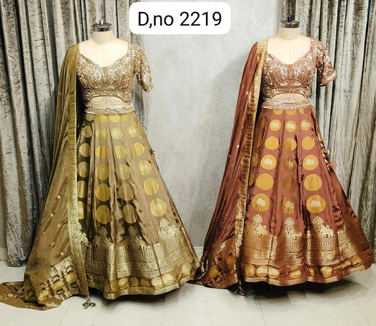 Brown Yellow Haldi Mehendi Crop Top Lehenga