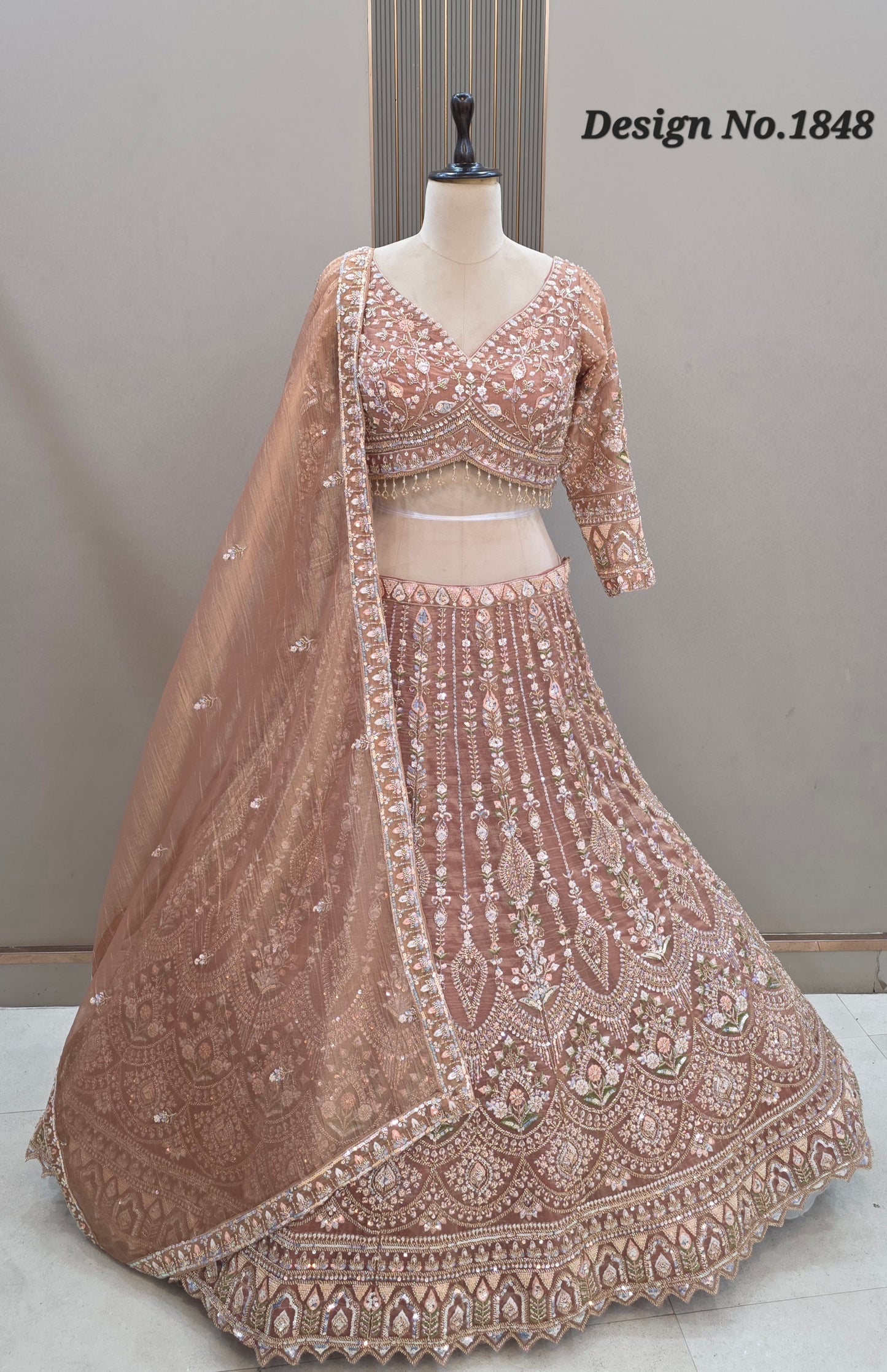 Pista Green Crop Top Lehenga