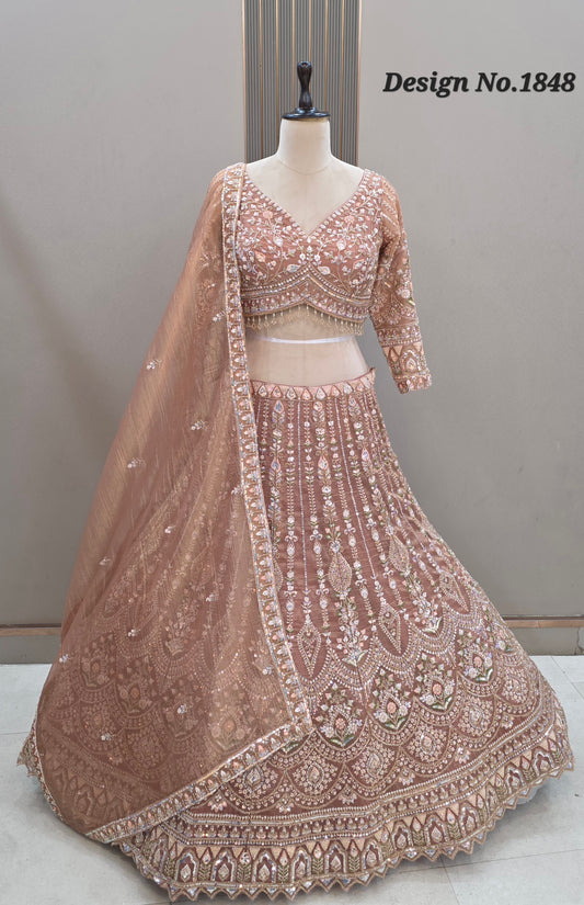 Peach Pink Crop Top Lehenga