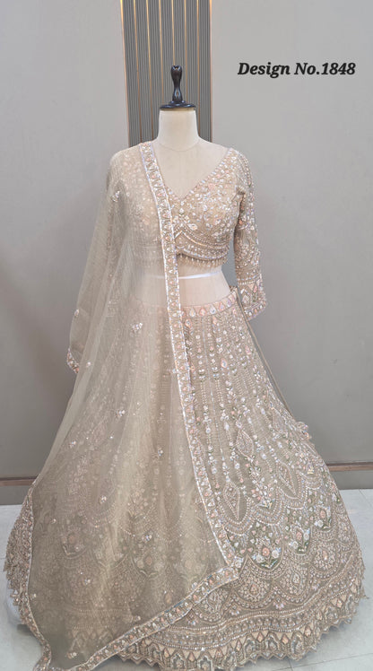 Pista Green Crop Top Lehenga