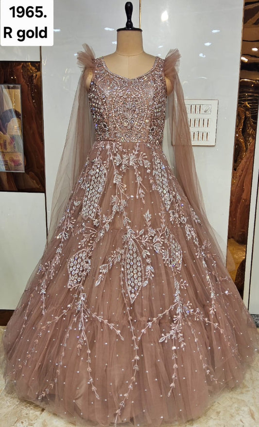Rose Golden Brown Designer Gown