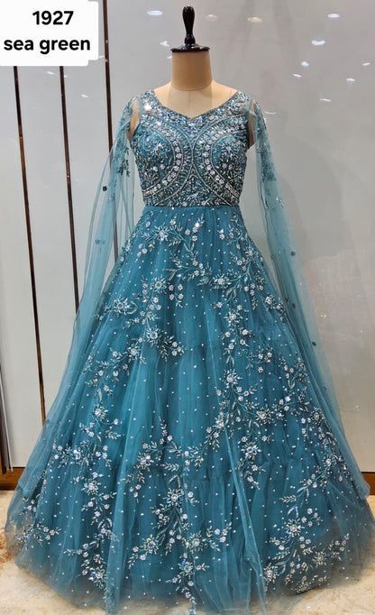 Sea Green Designer Gown