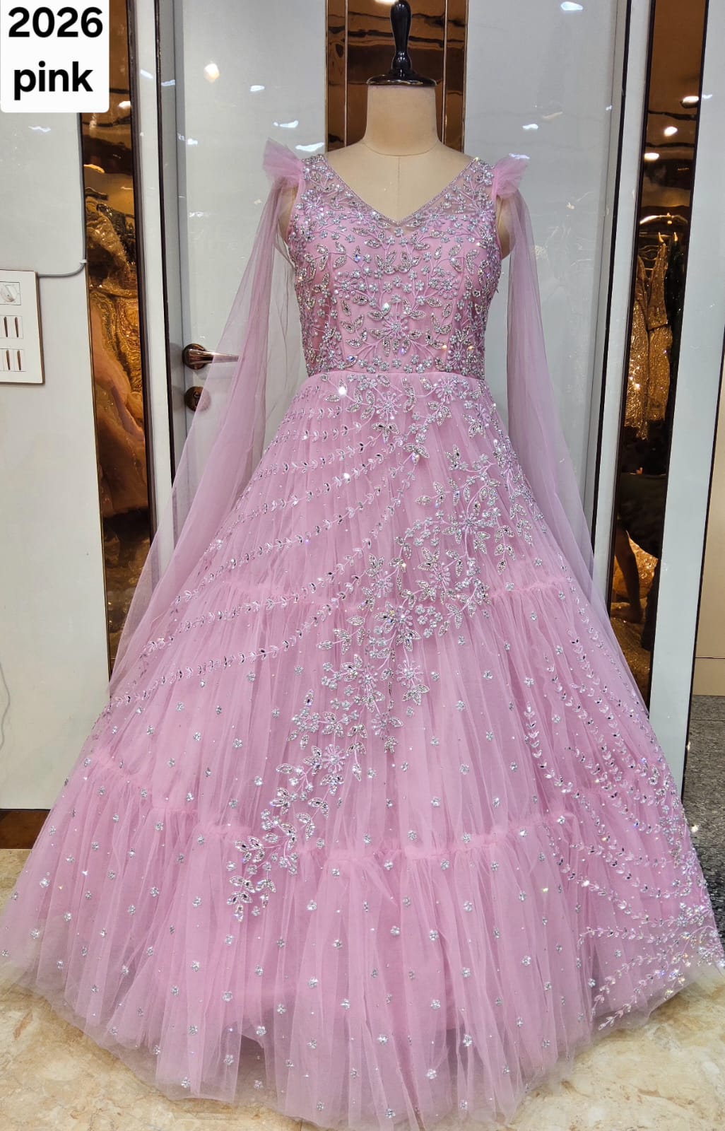 Onion Pink Designer Gown