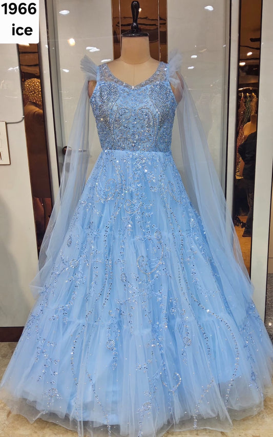 Ice Blue Designer Gown