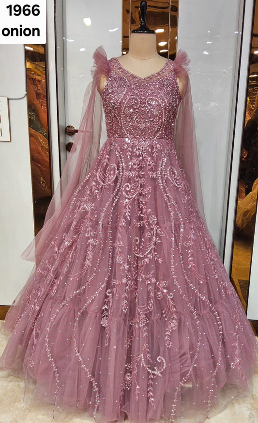Onion Pink Designer Gown
