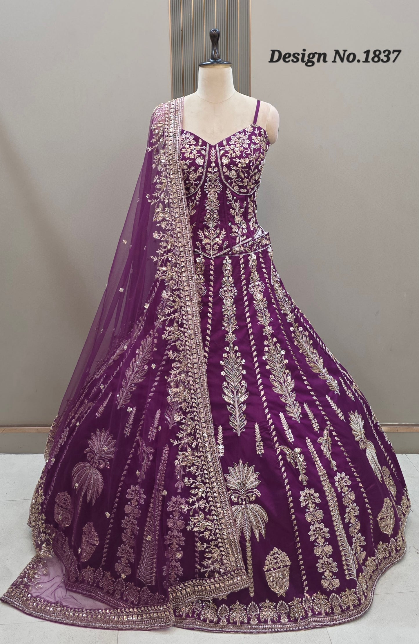 Royal Blue Crop Top Lehenga