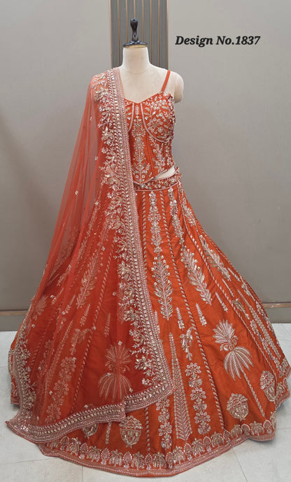 Royal Blue Crop Top Lehenga