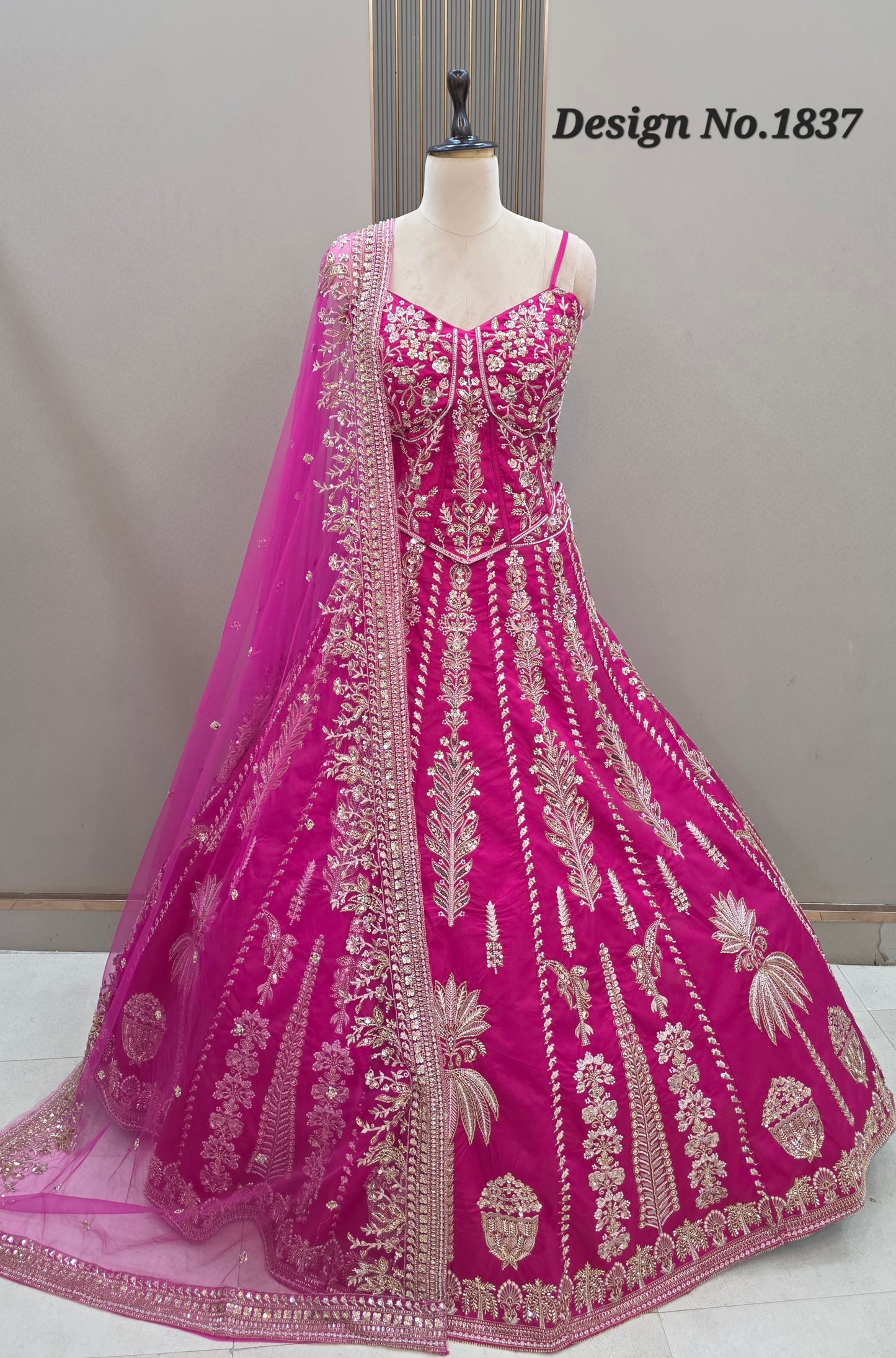 Royal Blue Crop Top Lehenga