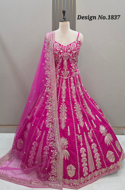 Royal Blue Crop Top Lehenga