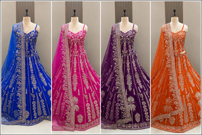 Royal Blue Crop Top Lehenga
