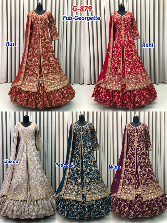 Rani Pink Rust Orange Chiku golden wine Chiku golden Net long Dress Farshi Garara Dress Special
