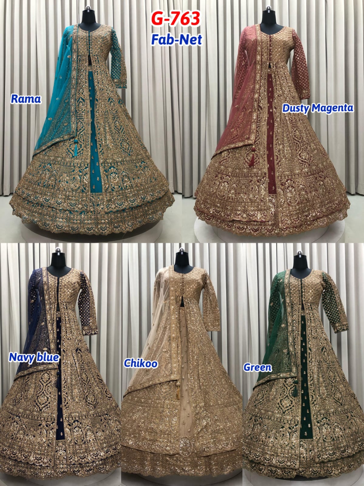 Navy Blue Chiku Golden Green Rama Green Magenta Net long Dress Farshi Gaharara Dress Special