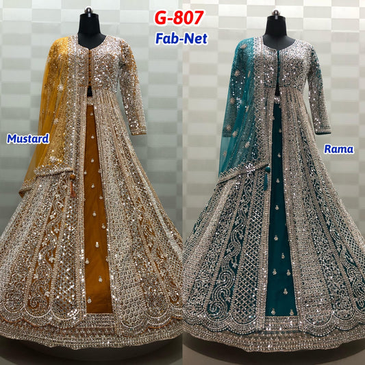 Mustard Rama Green Net long Dress Farshi Gaharara Dress Special
