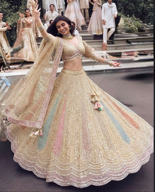 Golden Designer Crop Top Lehenga