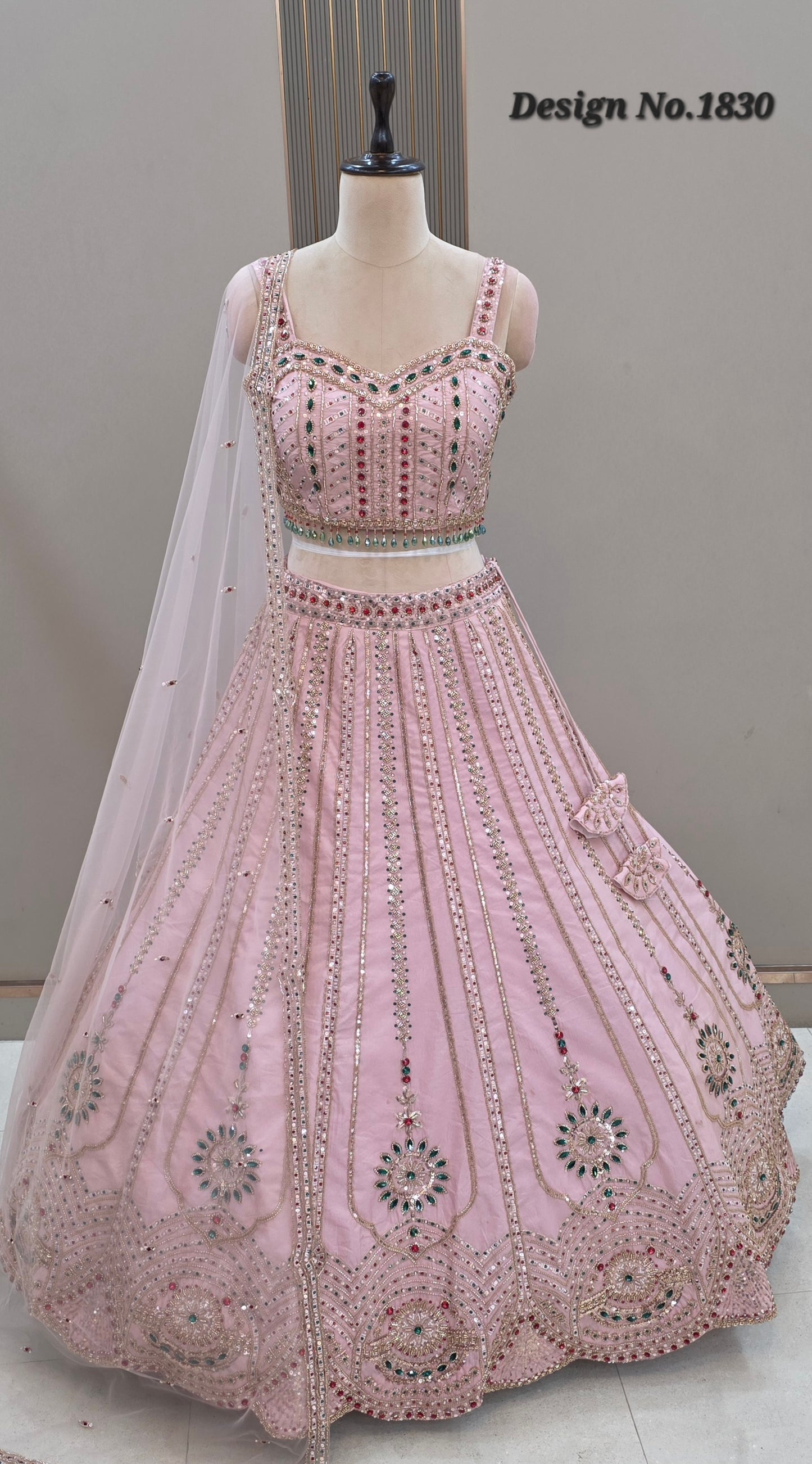 White Designer Crop Top Lehenga