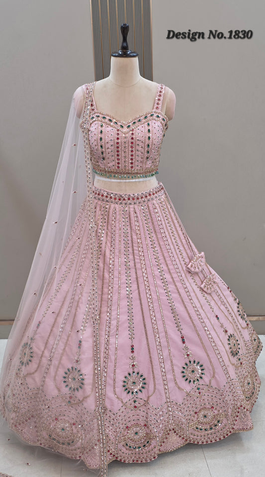 Pink Designer Crop Top Lehenga
