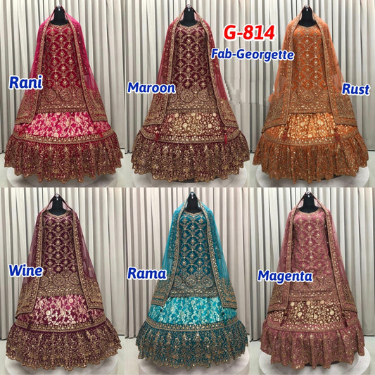 Rani Pink Maroon Rust Orange Wine Rama Green Magenta Georgette long Dress Farshi Garara Dress Special