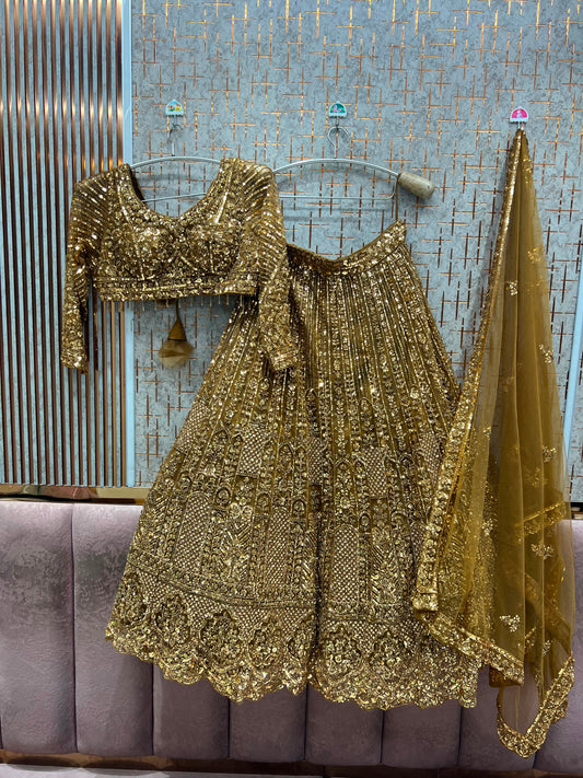 Golden monotone Crop Top Lehenga