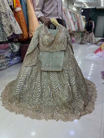 Rust Orange Crop Top Lehenga