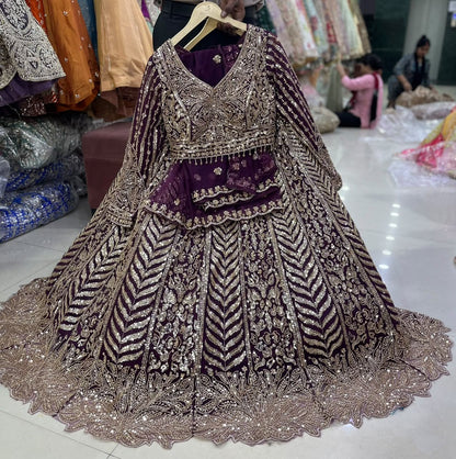 Rust Orange Crop Top Lehenga
