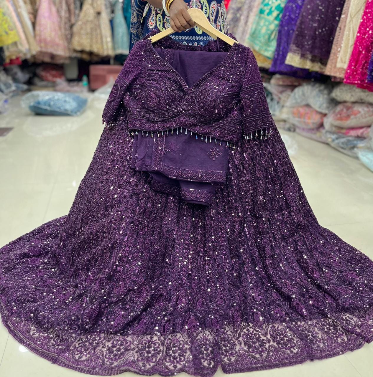 Purple Crop Top Lehenga