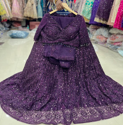 Purple Crop Top Lehenga