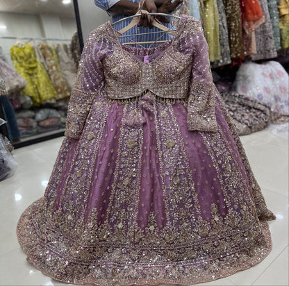 Pink Lavender Crop Top Lehenga