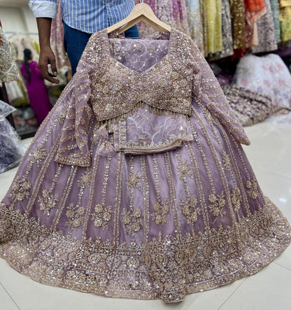 Lavender Crop Top Lehenga