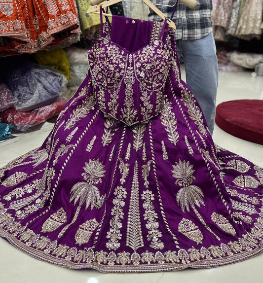 Purple Designer Crop Top Lehenga