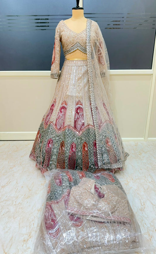 Golden Peacock Designer Crop Top Lehenga
